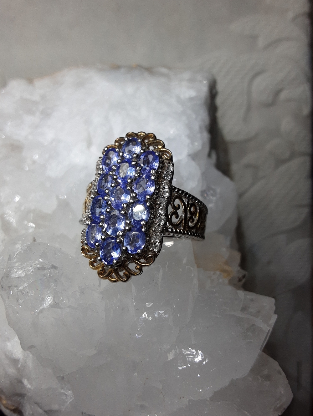 925 Tanzanite, White Zircon Ring.